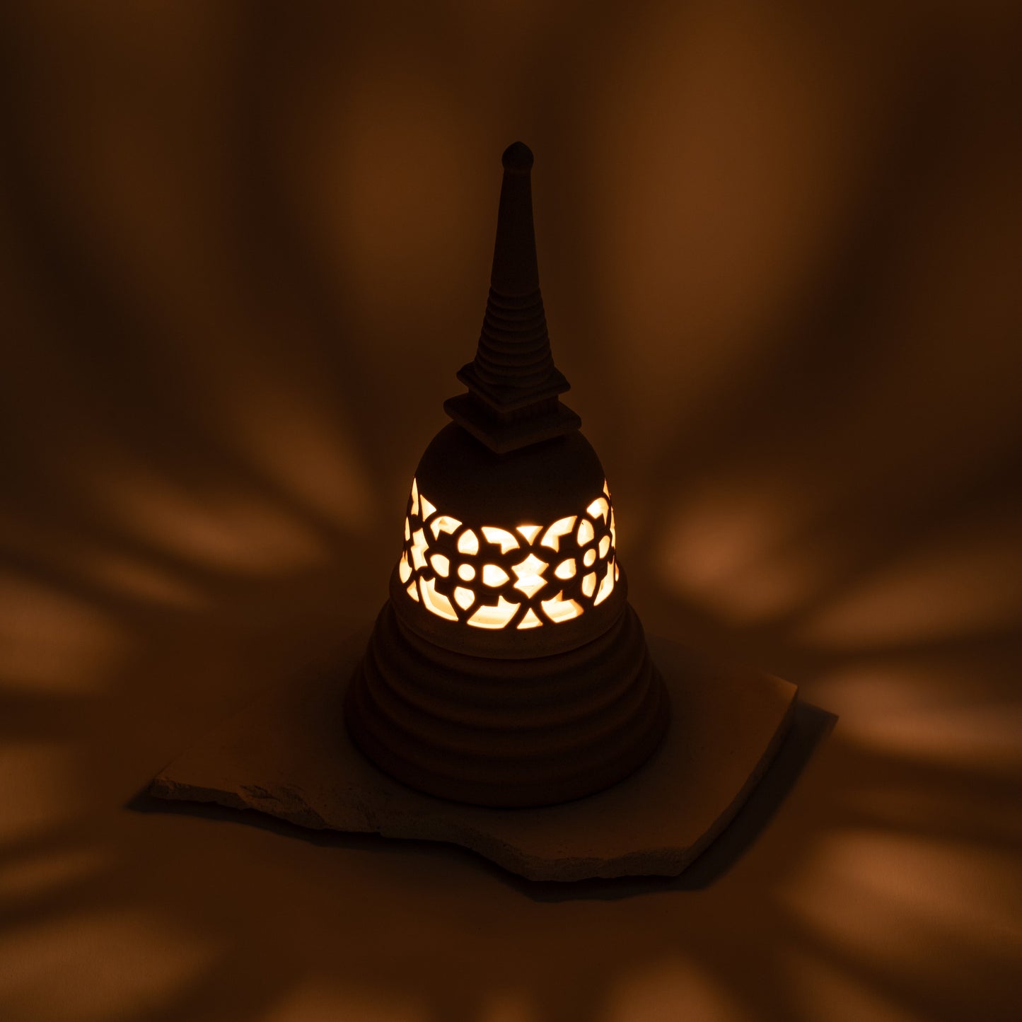 The En-Lightening Stupa: Handcrafted Thai Temple Candle Holder & Gift Set: Glow